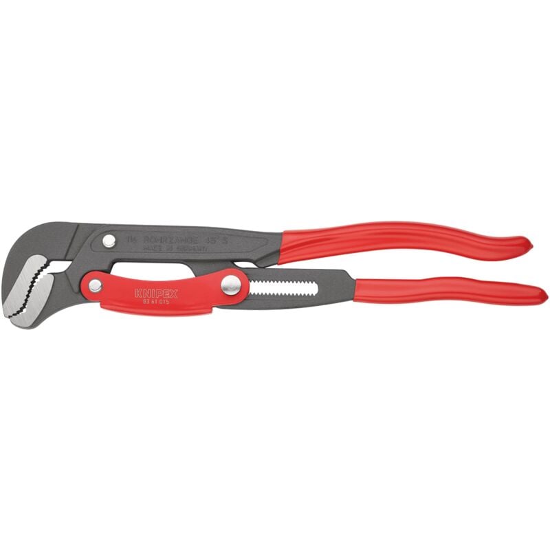 foto del prodotto knipex 83 61 015 giratubi con ganasce ad s con regolazione rapida rivestiti in resina sintetica verniciata a polvere grigio 420 mm