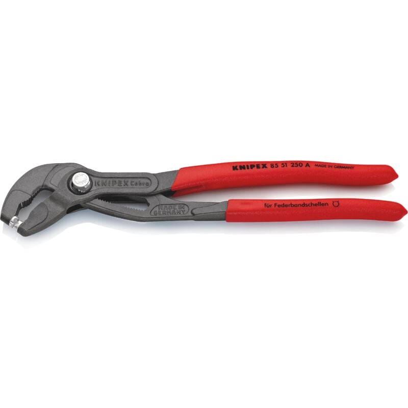 foto del prodotto knipex 85 51 250 a pinza per fascette elastiche rivestiti in resina sintetica antiscivolo bonderizzata grigia 250 mm