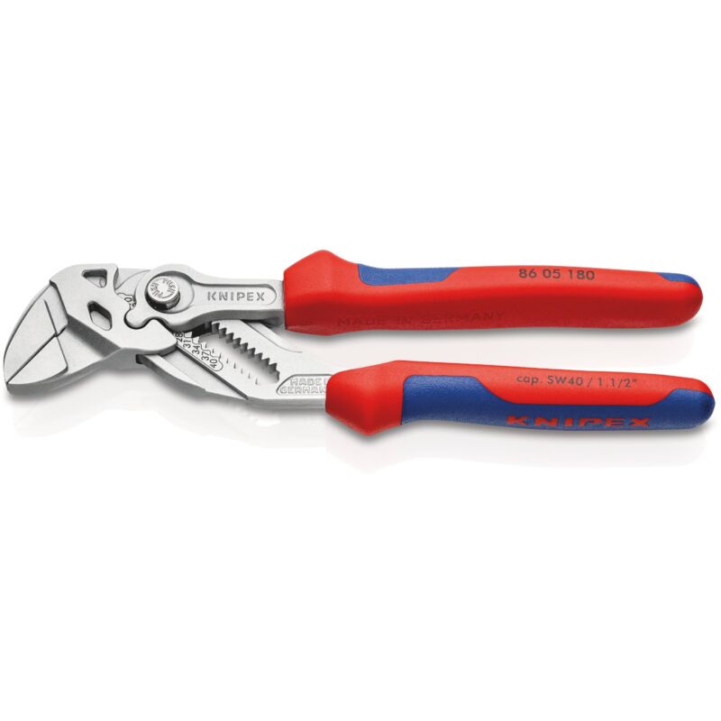 foto del prodotto knipex 86 05 180 pinza chiave pinza e chiave in un unico utensile con manici multicomponente cromata 180 mm