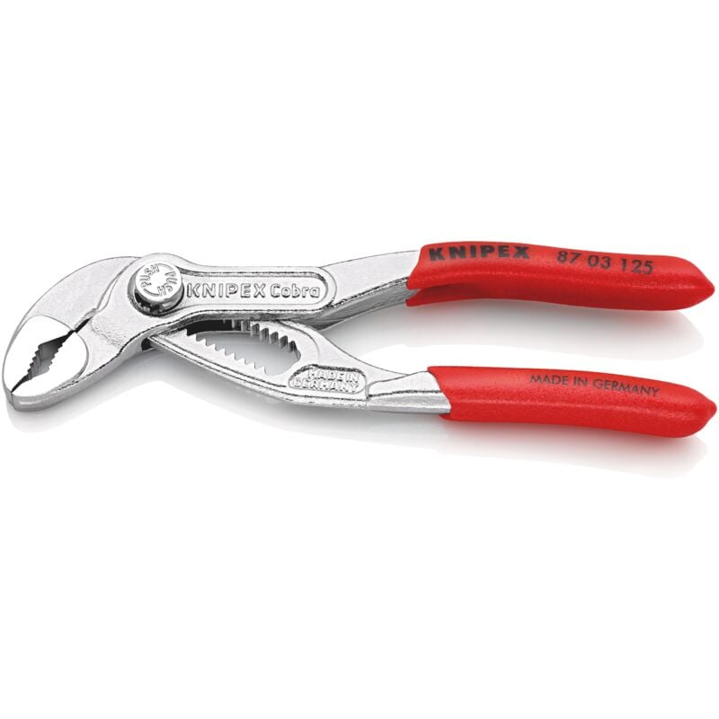 foto del prodotto knipex 87 03 125 cobra pinza regolabile di nuova generazione per tubi e dadi rivestiti in resina sintetica antiscivolo cromata 125 mm