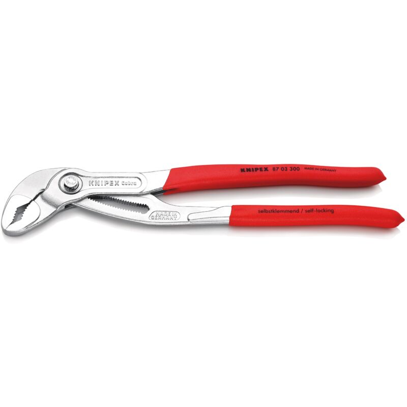 foto del prodotto knipex 87 03 300 cobra pinza regolabile di nuova generazione per tubi e dadi rivestiti in resina sintetica antiscivolo cromata 300 mm