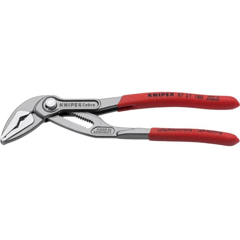 foto del prodotto knipex 87 51 180 cobra es pinza regolabile per tubi e dadi extra-affusolata rivestita in plastica antiscivolo bonderizzata grigia 180 mm