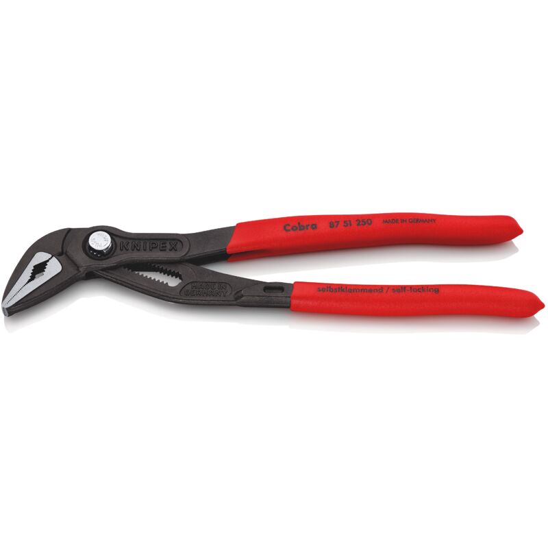 foto del prodotto knipex 87 51 250 cobra es pinza regolabile per tubi e dadi extra affusolata rivestiti in resina sintetica antiscivolo bonderizzata grigia 250 mm