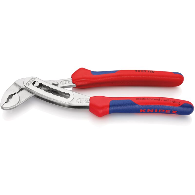 foto del prodotto knipex 88 05 180 alligator pinza regolabile per tubi e dadi rivestiti in materiale bicomponente cromata 180 mm