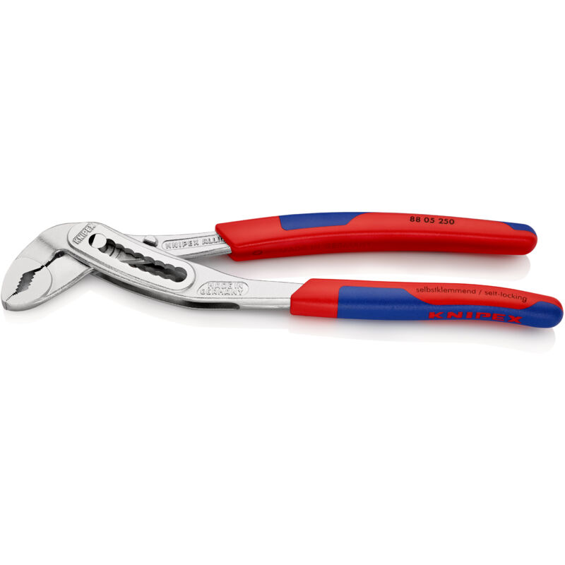 foto del prodotto knipex - 88 05 250 alligator pinza regolabile per tubi e dadi rivestiti in materiale bicomponente, forma affusolata cromata 250 mm