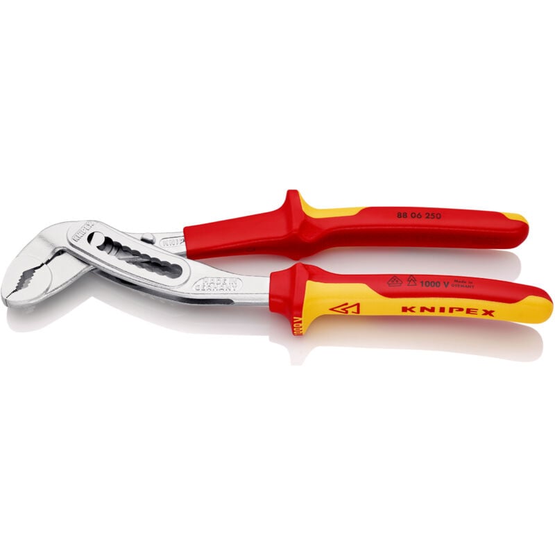 foto del prodotto knipex 88 06 250 alligator pinza regolabile per tubi e dadi isolati con manici rivestiti in materiale bicomponente, collaudati vde cromata 250 mm