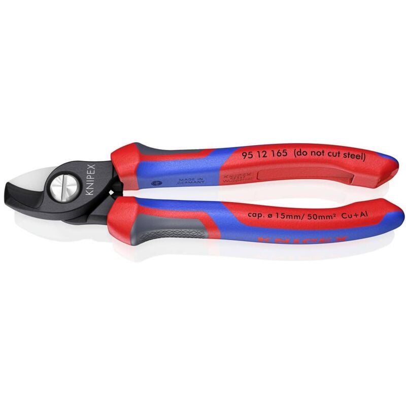 foto del prodotto knipex 95 12 165 forbici per cavi adatto per isolamento cavi in alluminio e rame, fili singoli e multipli 15 mm 50 mm