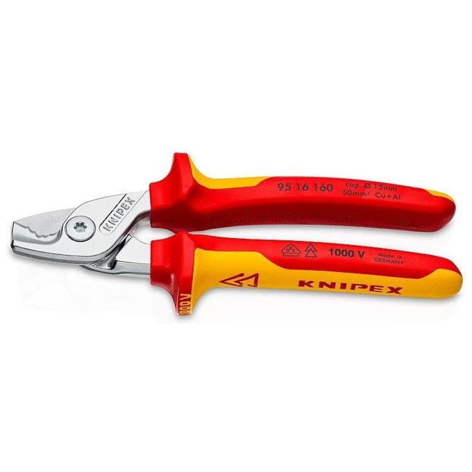 foto del prodotto knipex 95 16 160 tagliacavo e crimpatrice elettrici rosso, acciaio inossidabile, giallo tagliacavo di alimentazione