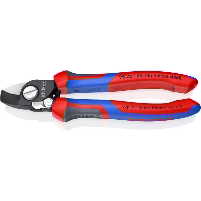 foto del prodotto knipex 95 22 165 cesoia per cavi con molla di apertura con manici comfort brunita 165 mm