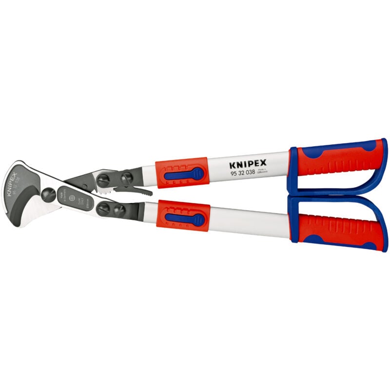 foto del prodotto knipex 95 32 038 cesoia tranciacavi a cremagliera adatto per isolamento cavi in alluminio e rame, fili singoli e mult