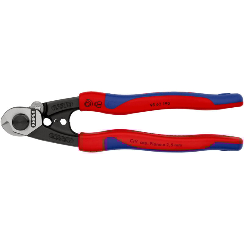 foto del prodotto knipex 95 62 190 cesoia per funi in acciaio forgiata rivestiti in materiale bicomponente 190 mm