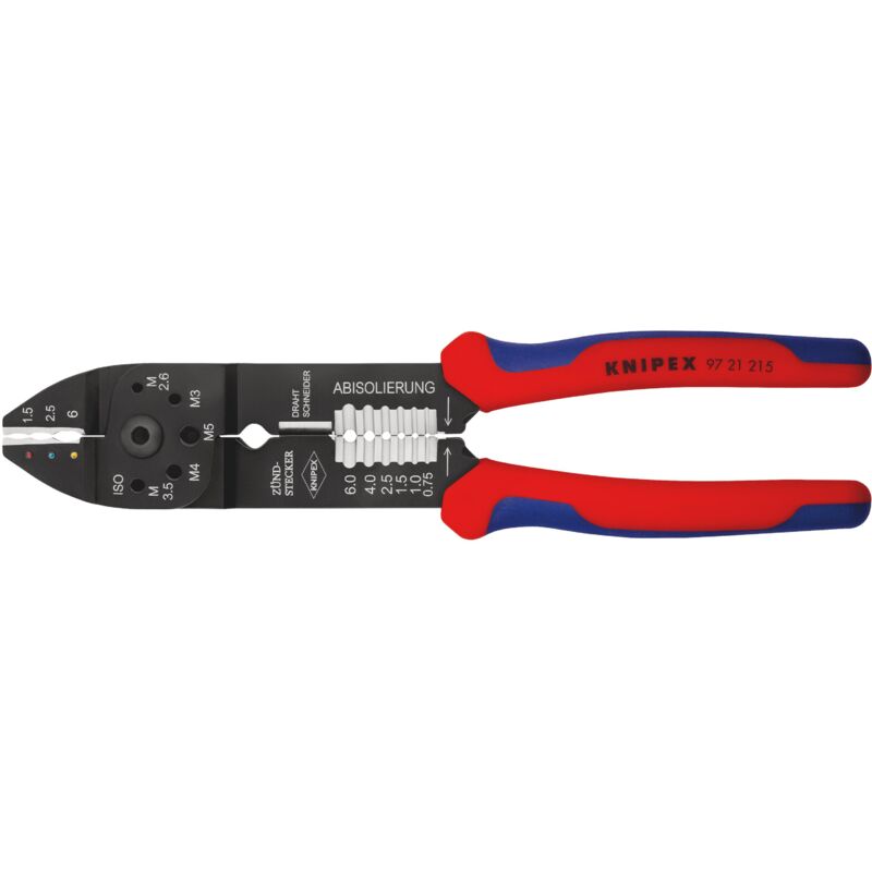 foto del prodotto knipex 97 21 215 sb pinza per capicorda rivestiti in materiale bicomponente verniciata nera 230 mm confezione self service blister 