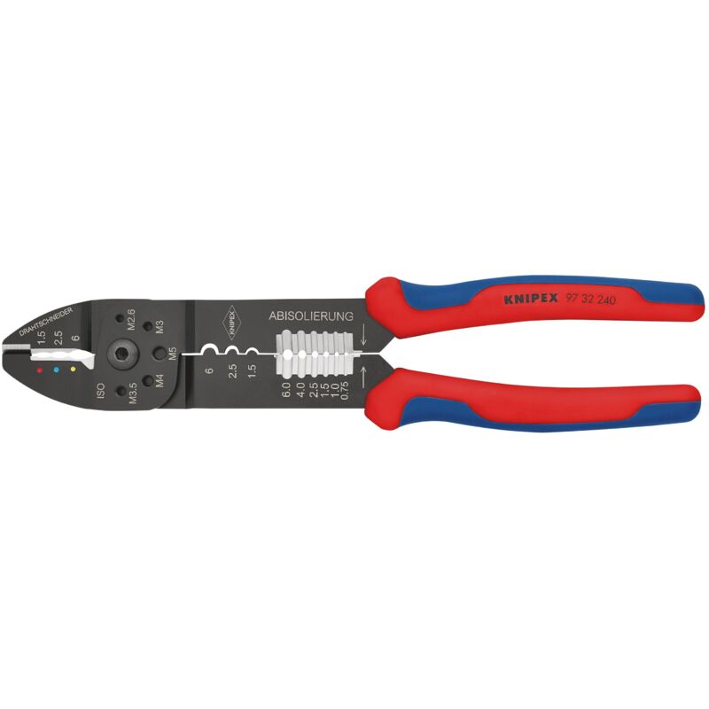 foto del prodotto knipex 97 32 240 sb pinza per capicorda rivestiti in materiale bicomponente verniciata nera 240 mm confezione self service blister 