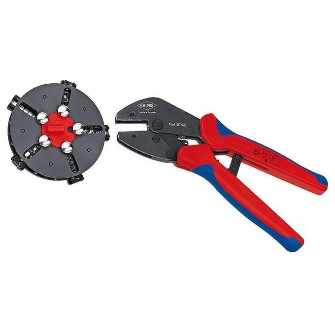 foto del prodotto knipex 97 33 02 pinza crimpatrice blu, rosso