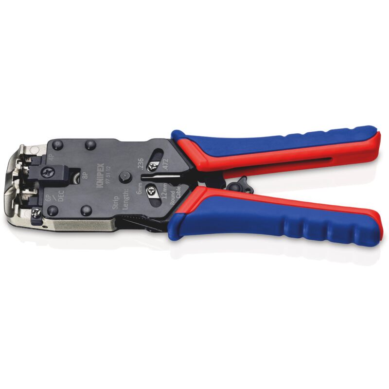 foto del prodotto knipex 97 51 12 sb pinza per connettori modulari tipo western rivestiti in materiale bicomponente brunita 200 mm confezione self service blister 