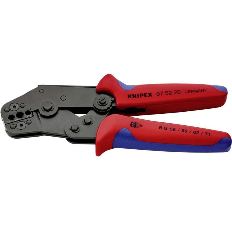 foto del prodotto knipex 97 52 20 pinza crimpatrice connettore a spina coassiale bnc, tnc rg58, rg59, rg62, rg71, rg223