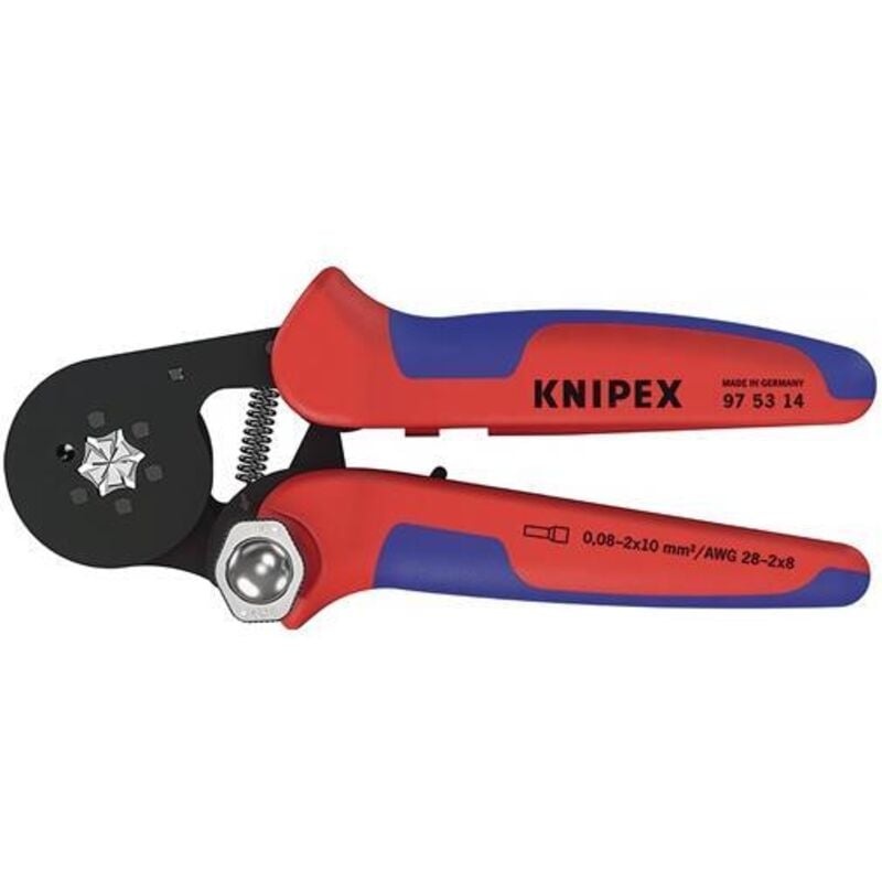 foto del prodotto knipex 97 53 14 pinza per terminali a bussola, con regolazione automatica per crimpaggio laterale con manici multicomponente brunita 180 mm