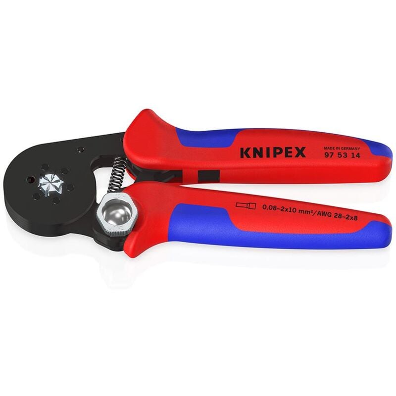 foto del prodotto knipex 97 53 14 sb pinza per terminali a bussola, con regolazione automatica per crimpaggio laterale rivestiti in materiale bicomponente brunita
