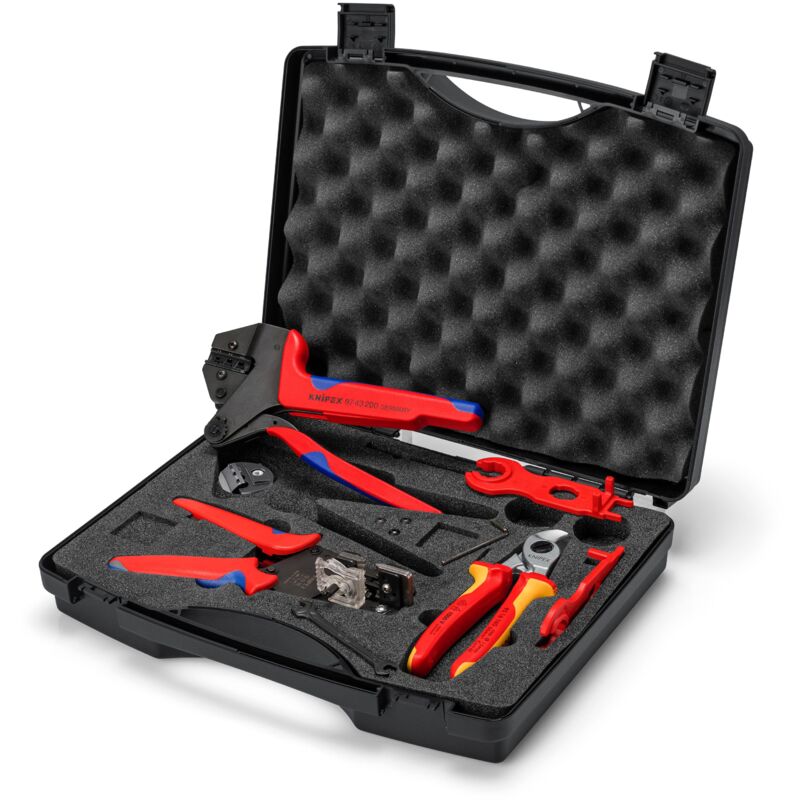 foto del prodotto knipex 97 91 04 v02 valigia portautensili per fotovoltaico per connettori per cavi solari mc4 multi contact 7 pezzi