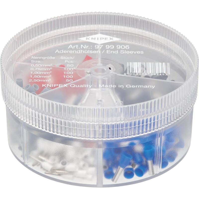 foto del prodotto knipex 97 99 906 scatole assortimento con terminali a bussola preisolati 5 pezzi