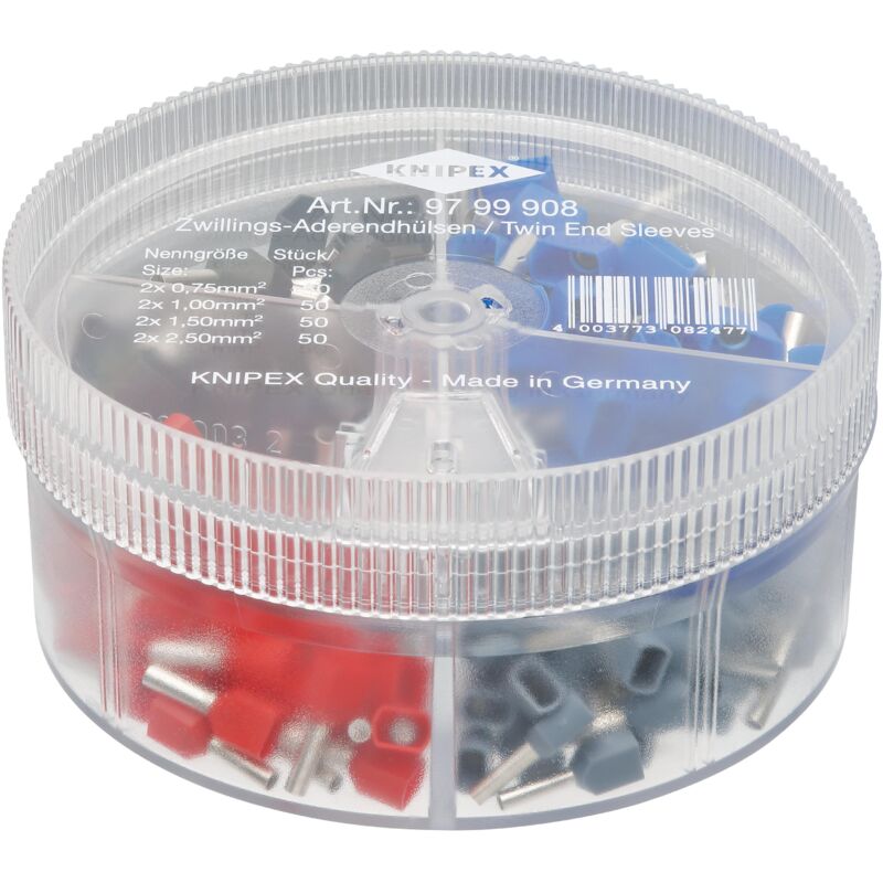 foto del prodotto knipex 97 99 908 scatole assortimento con terminali a bussola preisolati
