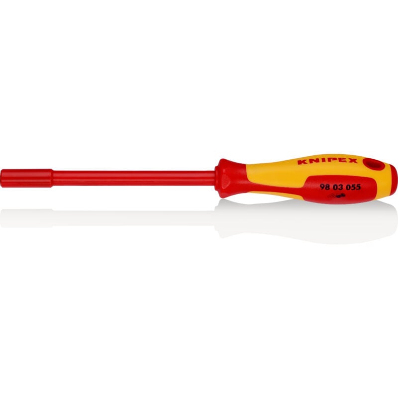 foto del prodotto knipex 98 03 055 chiave a bocca esagonale con impugnatura giraviti isolati con manici rivestiti in materiale bicomponente, collaudati vde brunita