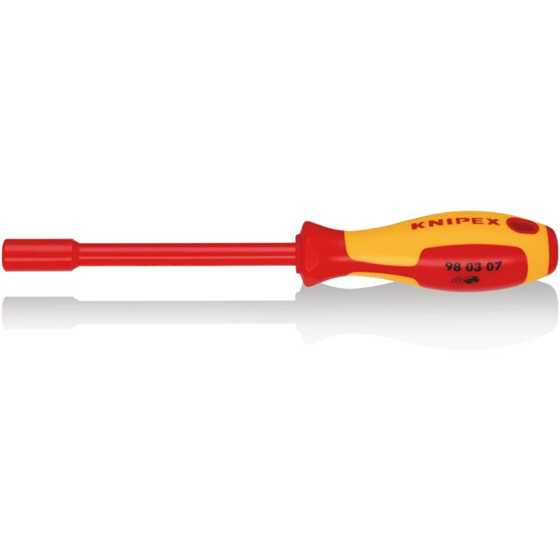 foto del prodotto knipex 98 03 07 chiave a bocca esagonale con impugnatura giraviti isolati con manici rivestiti in materiale bicomponente, collaudati vde brunita
