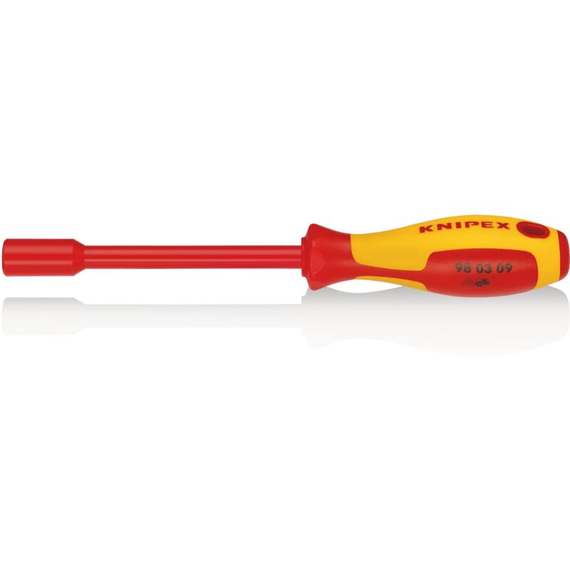 foto del prodotto knipex 98 03 09 chiave a bocca esagonale con impugnatura giraviti isolati con manici rivestiti in materiale bicomponente, collaudati vde brunita