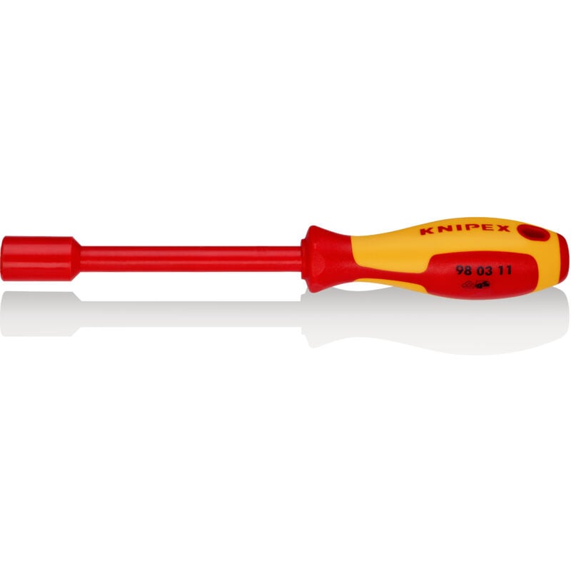 foto del prodotto knipex 98 03 11 chiave a bocca esagonale con impugnatura giraviti isolati con manici rivestiti in materiale bicomponente, collaudati vde brunita 237