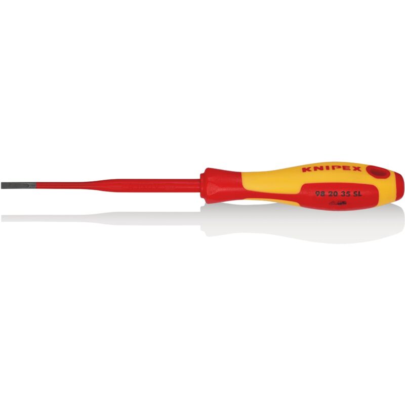 foto del prodotto knipex 98 20 35 sl giraviti per elettricisti slim per viti con intaglio impugnatura isolante, in materiale bicomponente, collaudato vde brunita