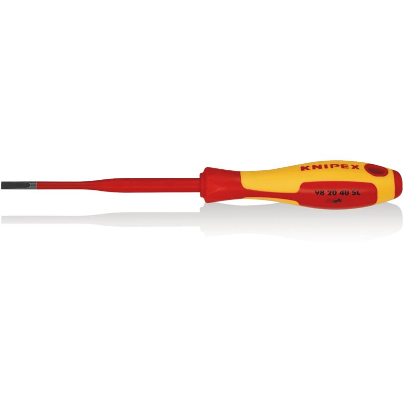 foto del prodotto knipex 98 20 40 sl giraviti per elettricisti slim per viti con intaglio impugnatura isolante, in materiale bicomponente, collaudato vde brunita
