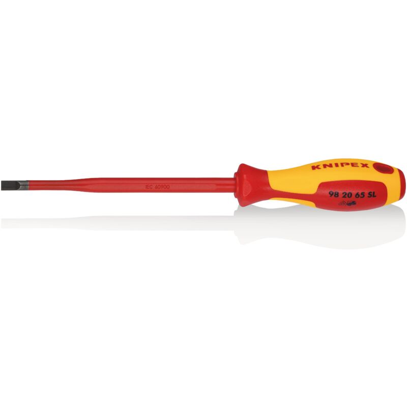 foto del prodotto knipex 98 20 65 sl giraviti per elettricisti slim per viti con intaglio impugnatura isolante, in materiale bicomponente, collaudato vde brunita