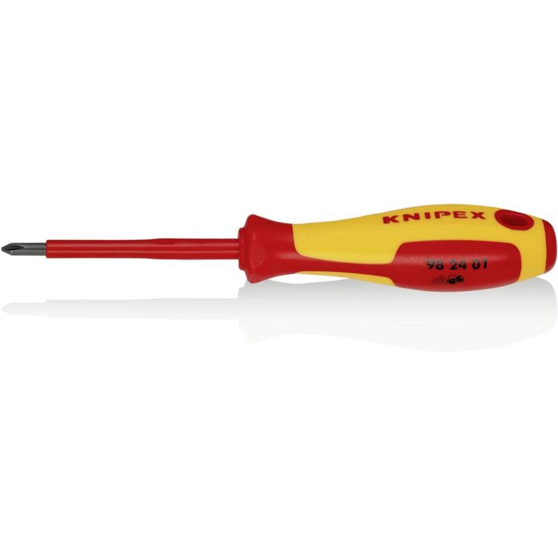 foto del prodotto knipex 98 24 01 vde cacciavite a croce ph 1 lunghezza della lama 80 mm din en 60900