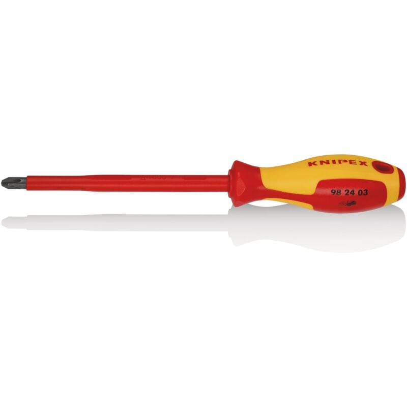 foto del prodotto knipex 98 24 03 giravite per elettricisti per viti con impronta a croce phillips impugnatura isolante, in materiale bicomponente, collaudato vde