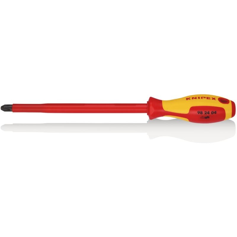 foto del prodotto knipex 98 24 04 giravite per elettricisti per viti con impronta a croce phillips impugnatura isolante, in materiale bicomponente, collaudato vde