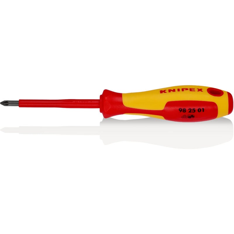 foto del prodotto knipex 98 25 01 giravite per elettricisti per viti con impronta a croce pozidriv impugnatura isolante, in materiale bicomponente, collaudato vde