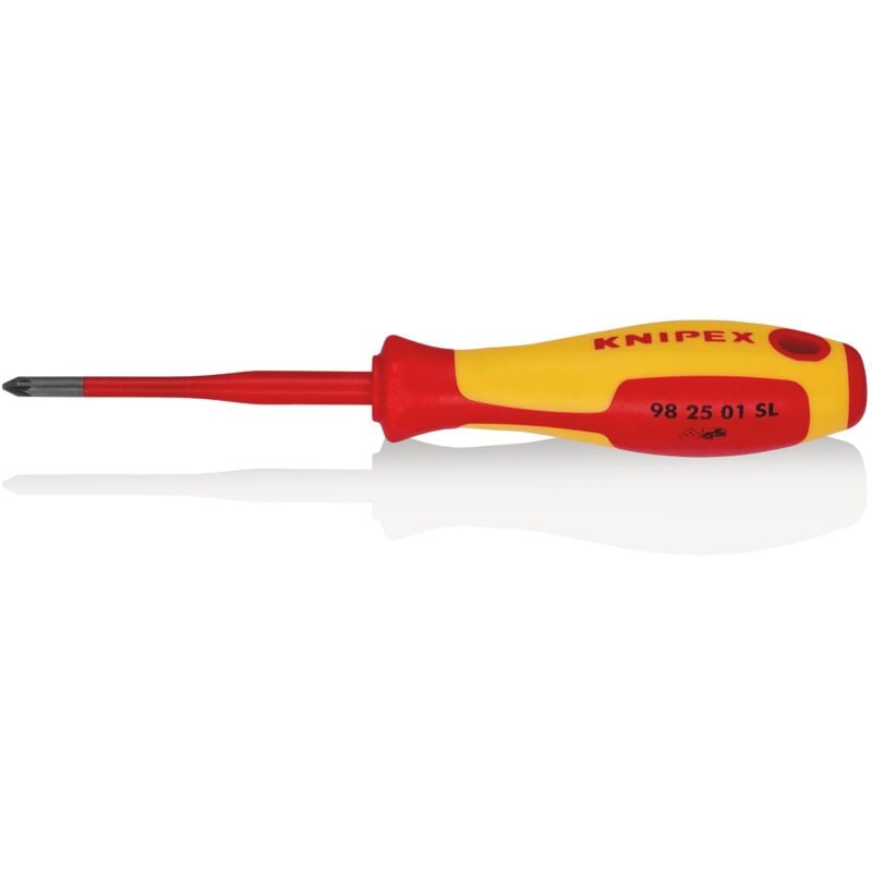 foto del prodotto knipex 98 25 01 sl giraviti per elettricisti slim per viti con impronta a croce pozidriv impugnatura isolante, in materiale bicomponente,