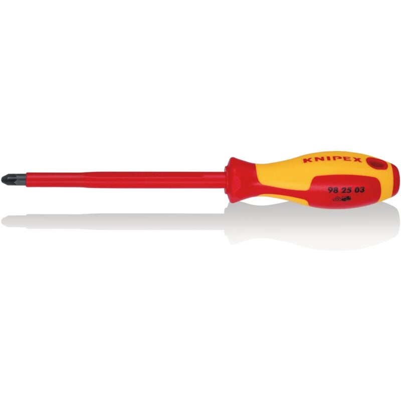 foto del prodotto knipex 98 25 03 giravite per elettricisti per viti con impronta a croce pozidriv impugnatura isolante, in materiale bicomponente, collaudato vde