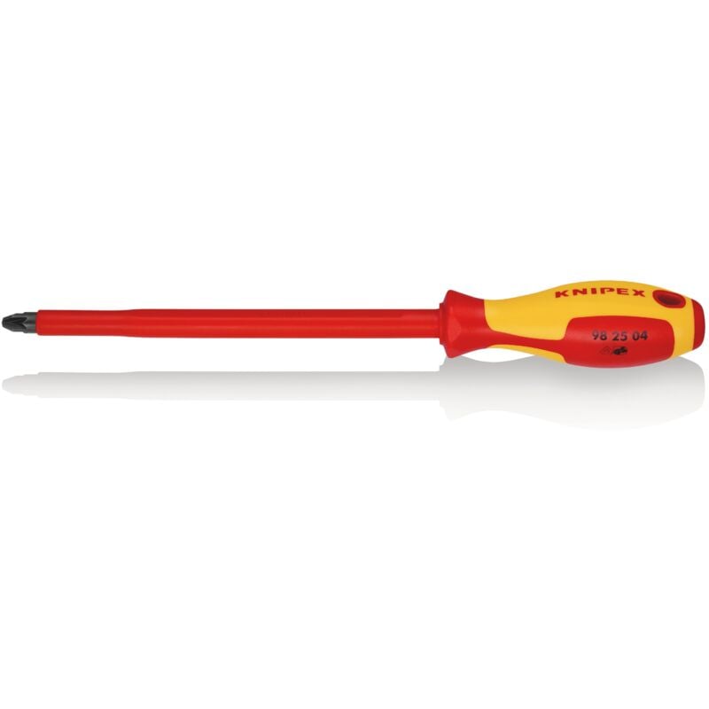 foto del prodotto knipex 98 25 04 giravite per elettricisti per viti con impronta a croce pozidriv impugnatura isolante, in materiale bicomponente, collaudato vde