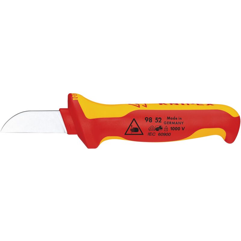foto del prodotto knipex 98 52 coltello per elettricisti impugnatura isolante, in materiale bicomponente, collaudato vde 190 mm