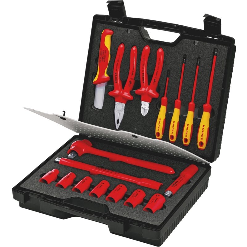 foto del prodotto knipex 98 99 11 valigia compatta 17 pezzi con utensili di sicurezza per lavori sugli impianti elettrici