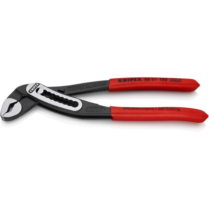 foto del prodotto knipex alligator pinza regolabile per tubi e dadi bonderizzata nera, rivestiti in resina sintetica antiscivolo 180 mm confezione