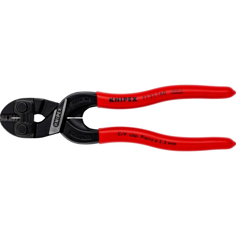 foto del prodotto knipex cobolt s tronchesi a doppia leva con incavo nella lama bonderizzata nera, rivestiti in resina sintetica 160 mm confezione