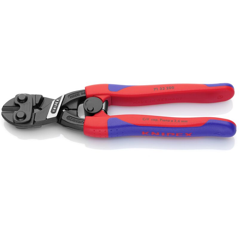 foto del prodotto knipex cobolt tronchese a doppia leva bonderizzata nera, rivestiti in materiale bicomponente, forma affusolata 200 mm 71 32 200