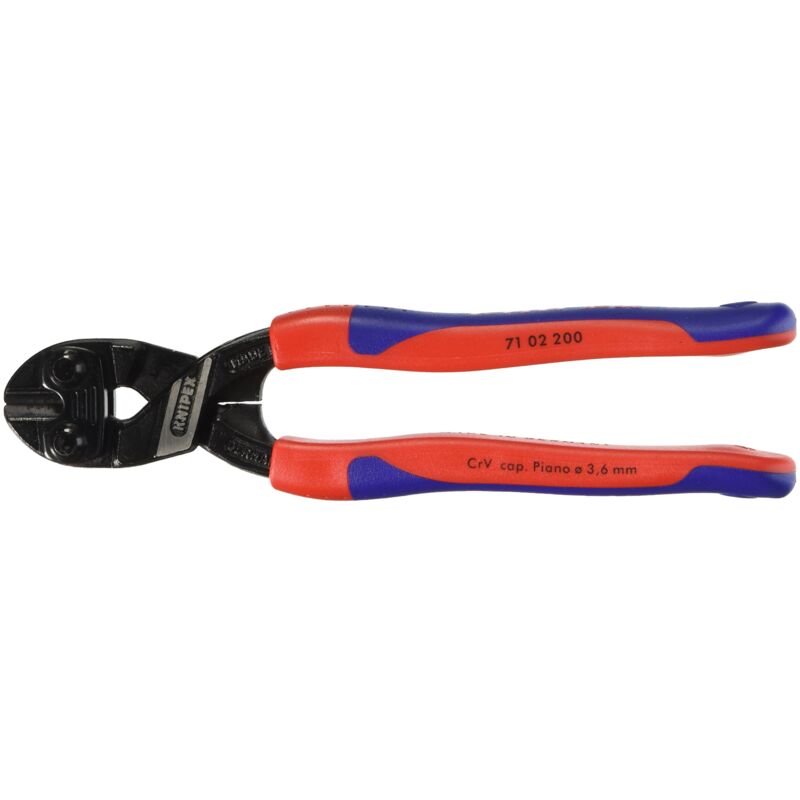 foto del prodotto knipex cobolt tronchese a doppia leva bonderizzata nera, rivestiti in materiale bicomponente, forma affusolata 200 mm confezione