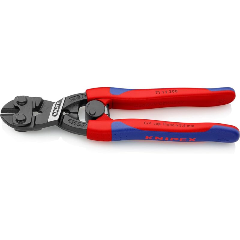 foto del prodotto knipex cobolt tronchese a doppia leva bonderizzata nera, rivestiti in materiale bicomponente, forma affusolata 200 mm confezione