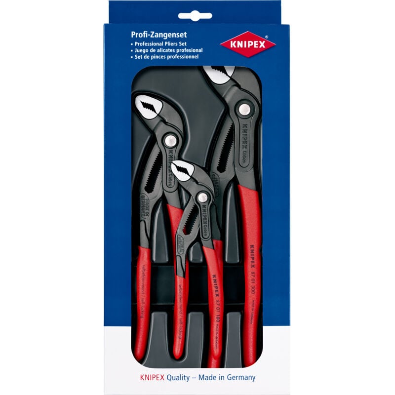 foto del prodotto knipex cobra confezione da 3 pezzi 3 x pinze per pompe dell acqua cobra high tech 180 mm, 250 mm, 300 mm