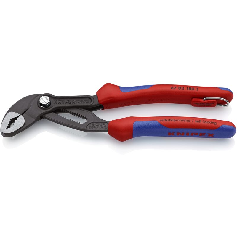 foto del prodotto knipex cobra pinza regolabile di nuova generazione per tubi e dadi bonderizzata grigia, incorporato per agganciare una protezione anticaduta 180 mm