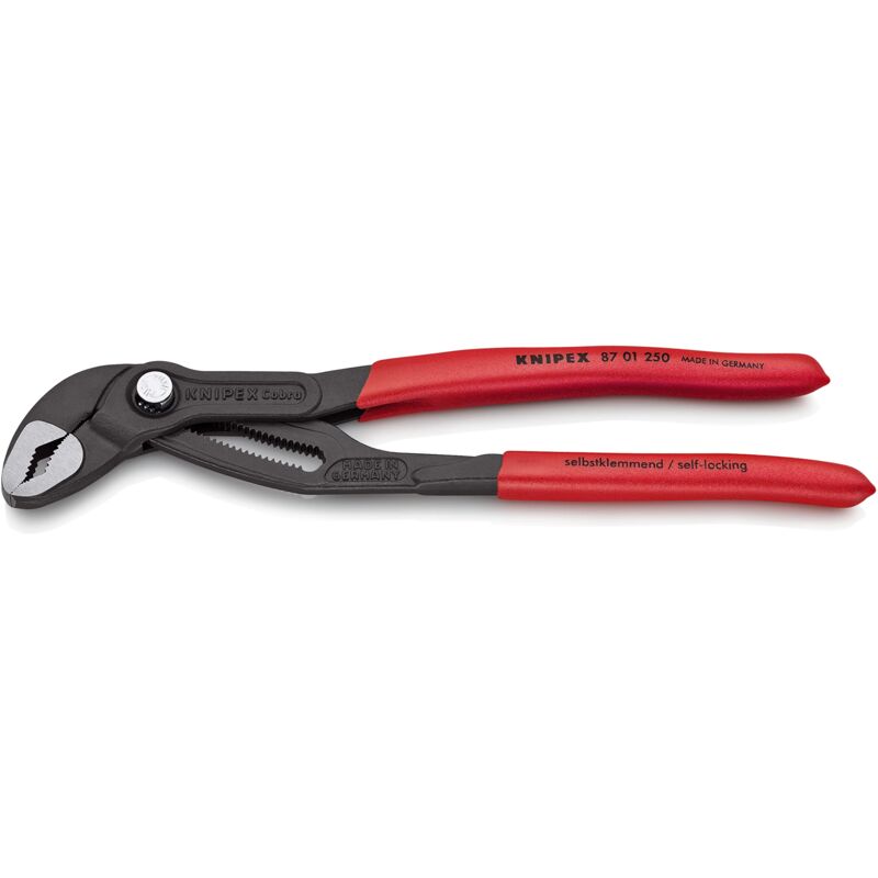 foto del prodotto knipex cobra pinza regolabile di nuova generazione per tubi e dadi bonderizzata grigia, rivestiti in resina sintetica antiscivolo 250 mm 87 01 250
