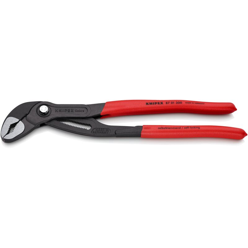 foto del prodotto knipex cobra pinza regolabile di nuova generazione per tubi e dadi bonderizzata grigia, rivestiti in resina sintetica antiscivolo 300 mm 87 01 300